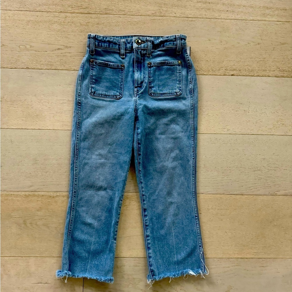 KHAITE Raquel Cropped High Waisted Jeans in Vintage Blue